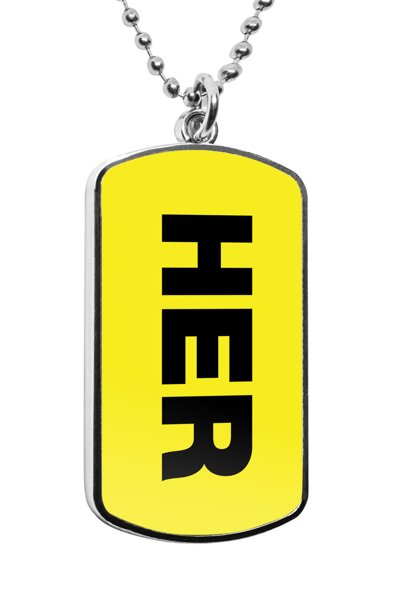 Her Pronouns Label Dog Tag Military Gender Necklace Stainless Pendant Accessories Gifts LGBT Gay Pride Gifts