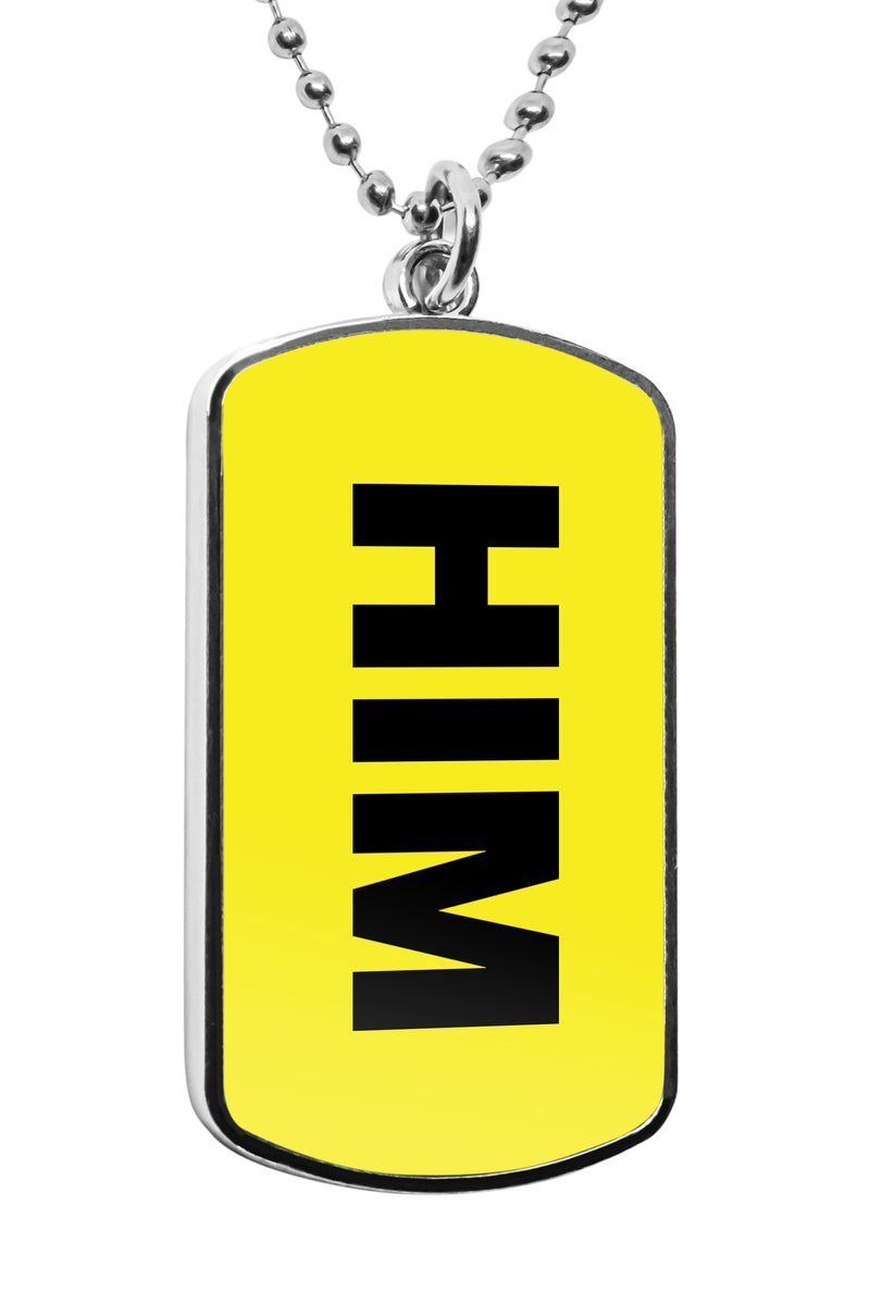 Him Pronouns Label Dog Tag Military Gender Necklace Stainless Pendant Accessories Gifts LGBT Gay Pride Gifts