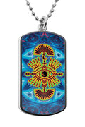 Evil Eye Dog Tag Military Necklace UV Glow Stainless Pendant Accessories artwork mexican evil eye decor iridescent holographic pyschedelic Dog tags Army Navy Gifts