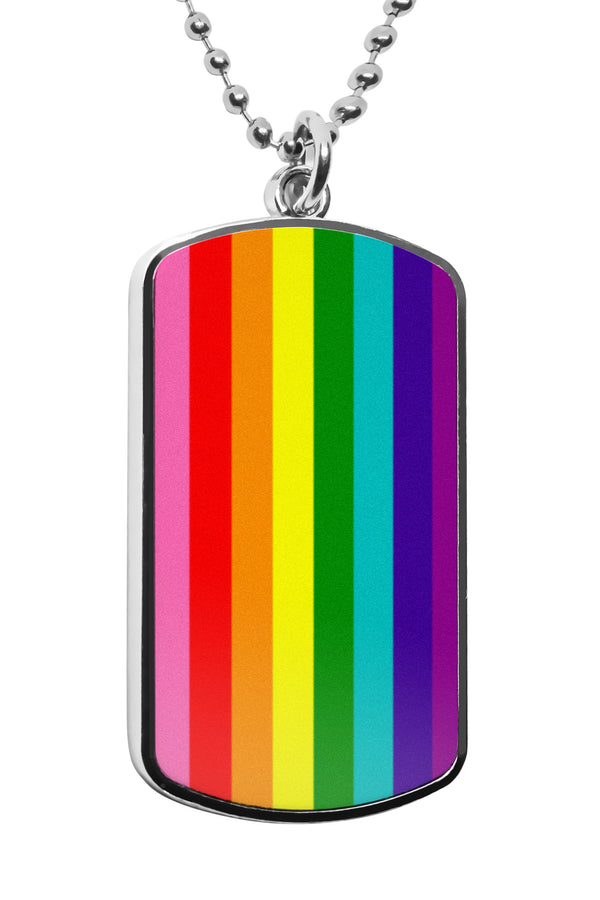 Pride Flag LGBTQA dog tag Necklace Pride Flag Accessory full color print dogtag Androgynous Butch Lesbian Demigender Drag Feather Gender Questioning Gilbert Baker Graysexual queer flag Pride necklace gifts flags Pride pendant LGBT necklace