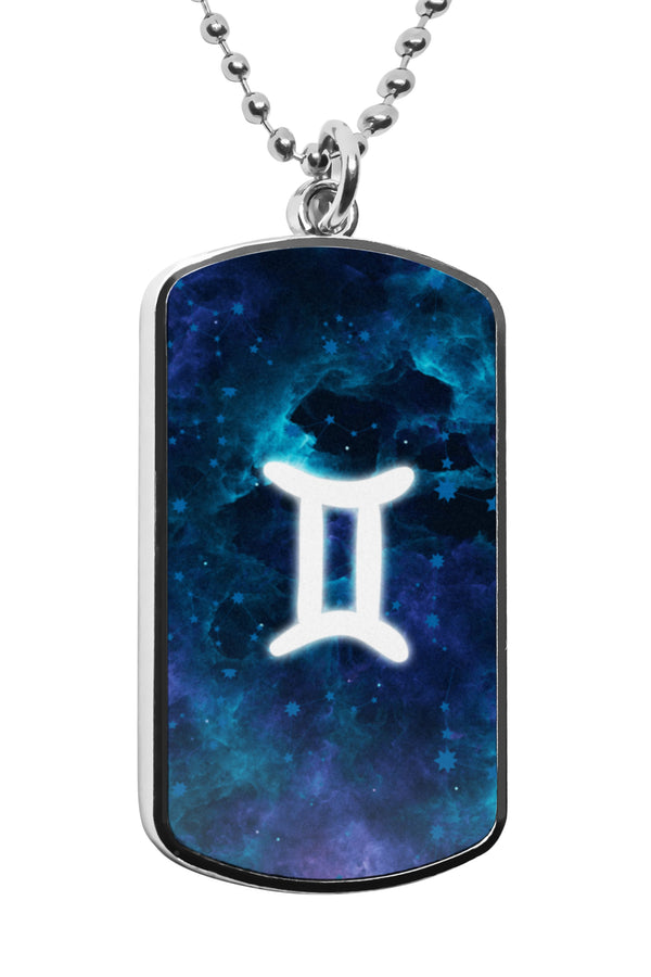 Zodiac Signs Symbols Dog Tag Military Colorful Necklace Stainless Pendant Aquarius Aries Cancer Capricorn Gemini Leo Libra Pisces Sagittarius Scorpio Taurus Virgo Accessories Gifts Army Navy Gifts Dogtag Badge fashion