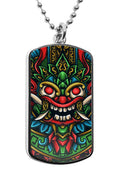 Balinese Barong Mask Dog Tag Military Necklace UV Glow Stainless Pendant Accessories Ornament Artwork Decor Bali Culture Indonesia Garuda Army Navy Gifts