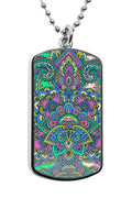 Henna Tattoo Dog Tag Military Necklace UV Glow Stainless Pendant Accessories holographic iridescent rainbow stencil Dog tags Army Navy Gifts