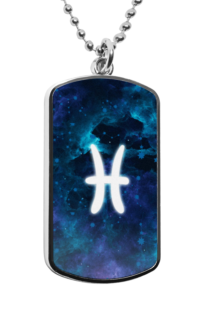 Zodiac Signs Symbols Dog Tag Military Necklace Stainless Pendant Accessories Aquarius Aries Cancer Capricorn Gifts Army Navy Gifts