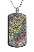 Henna Tattoo Dog Tag Military Necklace UV Glow Stainless Pendant Accessories holographic iridescent rainbow stencil Dog tags Army Navy Gifts