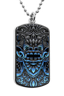Balinese Barong Mask Dog Tag Military dogtag Colorful Necklace Stainless Pendant Ornament Artwork Decor Bali Culture Indonesia Garuda Accessories Gifts Army Navy Gifts Dogtag Badge fashion