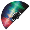 Equalizer hand fan foldable bamboo circuit rave hand fans Sound Waves sound effect oscillating rainbow lights stereo music equalizer spectrum audio pulse Fan outfit party gear gifts music festival rave accessories