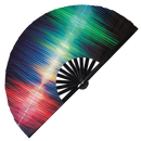 Equalizer hand fan foldable bamboo circuit rave hand fans Sound Waves sound effect oscillating rainbow lights stereo music equalizer spectrum audio pulse Fan outfit party gear gifts music festival rave accessories