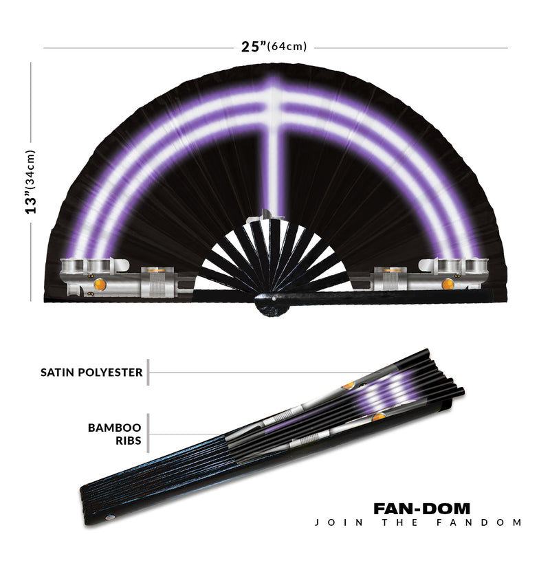 Light Fan Saber Foldable Bamboo Hand Fan Galaxy Laser Sword UV Glow Fan Cosplay Halloween Costume Outfit Hand Fans Gifts Circuit Rave Festival Accessories