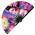 Geisha Sakura Blossom | Hand Fan foldable bamboo gifts Festival accessories Rave handheld event Clack fans