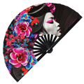 Geisha Sakura Blossom | Hand Fan foldable bamboo gifts Festival accessories Rave handheld event Clack fans