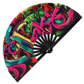 Graffiti Spray Paint | Hand Fan foldable bamboo gifts Festival accessories Rave handheld event Clack fans