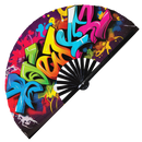 Graffiti Spray Paint Bamboo Hand Fan