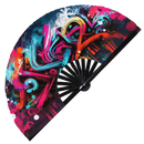 Graffiti Spray Paint Bamboo Hand Fan