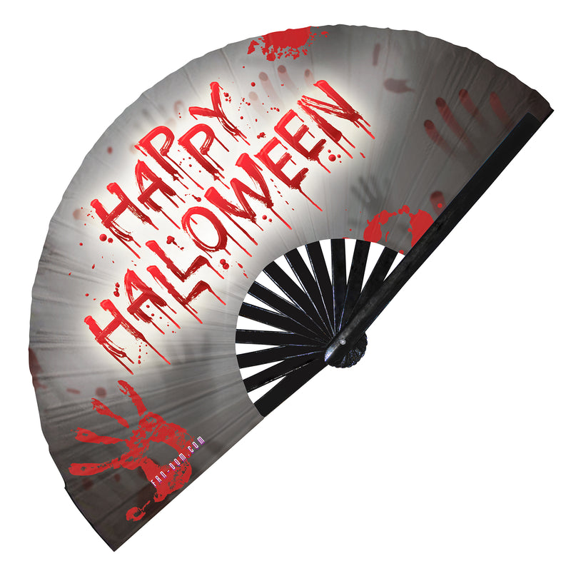 Halloween Hand Fan UV Glow | Folding Fan Festival Rave Fan Halloween Graphic Fan Trippy Art Fan Scary Pumpkins