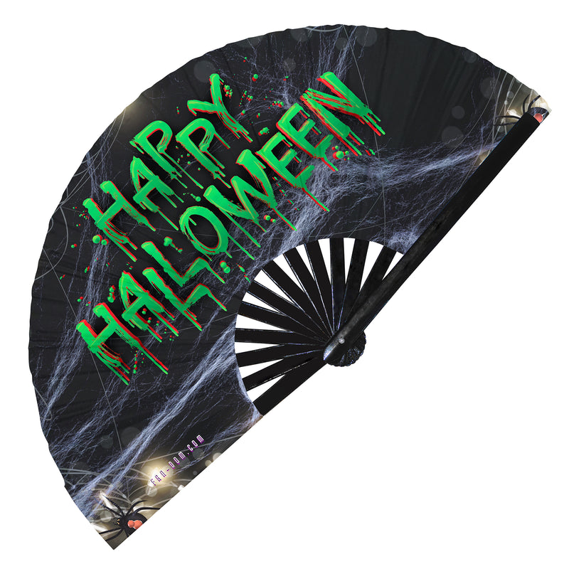 Halloween Hand Fan UV Glow | Folding Fan Festival Rave Fan Halloween Graphic Fan Trippy Art Fan Scary Pumpkins