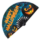 Halloween Hand Fan UV Glow | Folding Fan Festival Rave Fan Halloween Graphic Fan Trippy Art Fan Scary Pumpkins