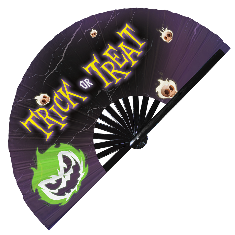 Trick or Treat UV Hand fan Snap fan Festival large hand fan Clack fan  UV glow Halloween accessories Halloween folding fan