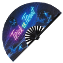 Trick or Treat Foldable Handheld Fan UV Glow Folding Fan Festival Events Rave Fan Halloween Graphic Satin Bamboo Fan Halloween Costume Accessories
