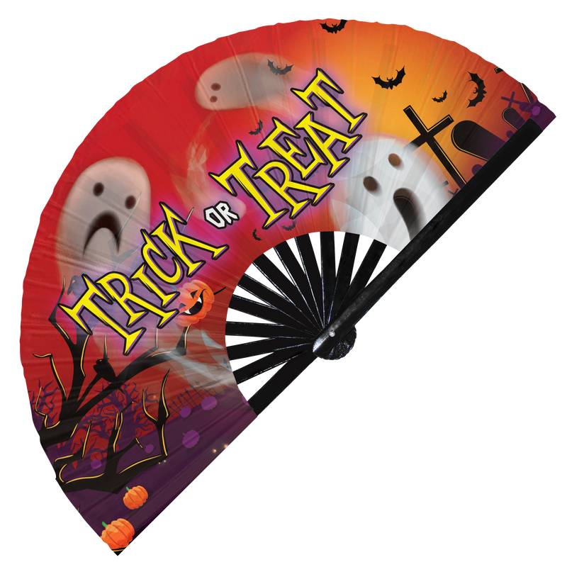 Trick or Treat UV Hand fan Snap fan Festival large hand fan Clack fan  UV glow Halloween accessories Halloween folding fan