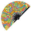 Hippie hand fan foldable bamboo circuit rave hand fans Groovy Retro Funky Disco Hippy 70's  Fan outfit party gear gifts music festival rave accessories