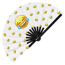 Emoji Hand Fan UV Glow Foldable Bamboo Fan IOS Emoticon Smiley Heart Like Cry Love High Five Stickers Icons Handheld Fans