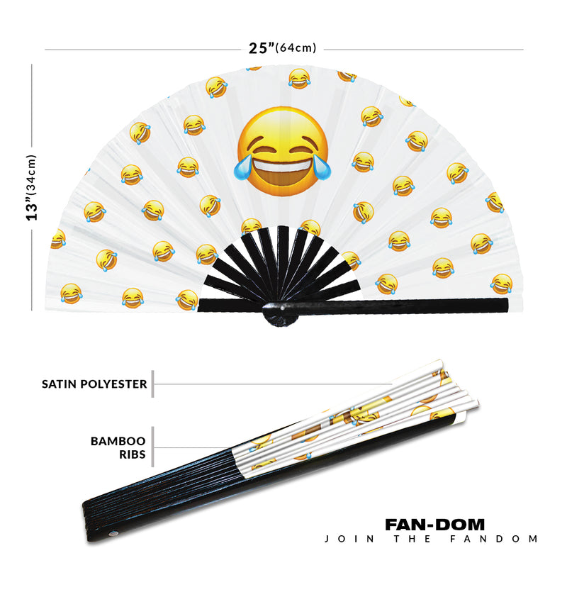Emoji Hand Fan UV Glow Foldable Bamboo Fan Emoticon Smiley Heart Like Cry Love High Five Stickers Icons Handheld Fans