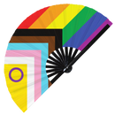 Pride Flag LGBTQA hand fan Hijira Intersex Progress Lipstick Lesbian Maverique Neutrois Pangender Pocket Gender Rubber Flag Trigender Two-Spirit pride fan