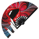 Lips Hand Fan Foldable Bamboo Cute Lip Gloss Lipstick Chapstick Lip Balm Circuit Rave Hand Fans Outfit Party Gear Gifts Music Festival Rave Accessories lip liner lip mask red lips print sexy lips seductive lips pattern print