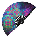 Mandala Hand fan Decorative bamboo folding fan handheld fan foldable Mandala clack fan UV glow rave fans Bamboo Hand Fan for Women and Men – Big Folding Fan – Chinese Fan for Festivals