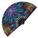 large hand fan Clack fan folding hand fan Rave hand fan Dance hand fan UV Glow handheld fan Manta ray art Psychedelic hand fan trippy hand fan