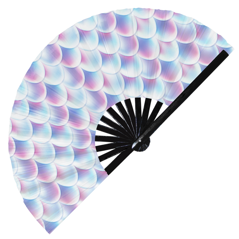 Mermaid Scales UV Foldable Hand Fan | Snap Fan Festival Sirena Large Hand Fan Summer Mermaid Scales fins Hand Fan