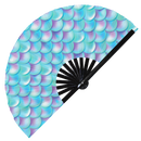 mermaid scale hand fan uv reactive colorful rainbow holographic iridescent fan folding fan rave fan mermaid fan mermaid hand fan sirena hand fan siren scales fan merman hand fan aquaman fan mera hand fan