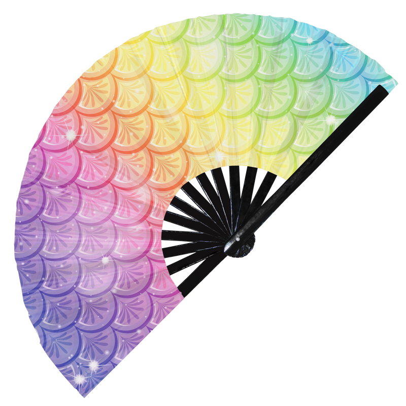 Mermaid Scales UV Foldable Hand Fan Snap Fan Festival Sirena Large Hand Fan Summer Mermaid Scales fins Hand Fan