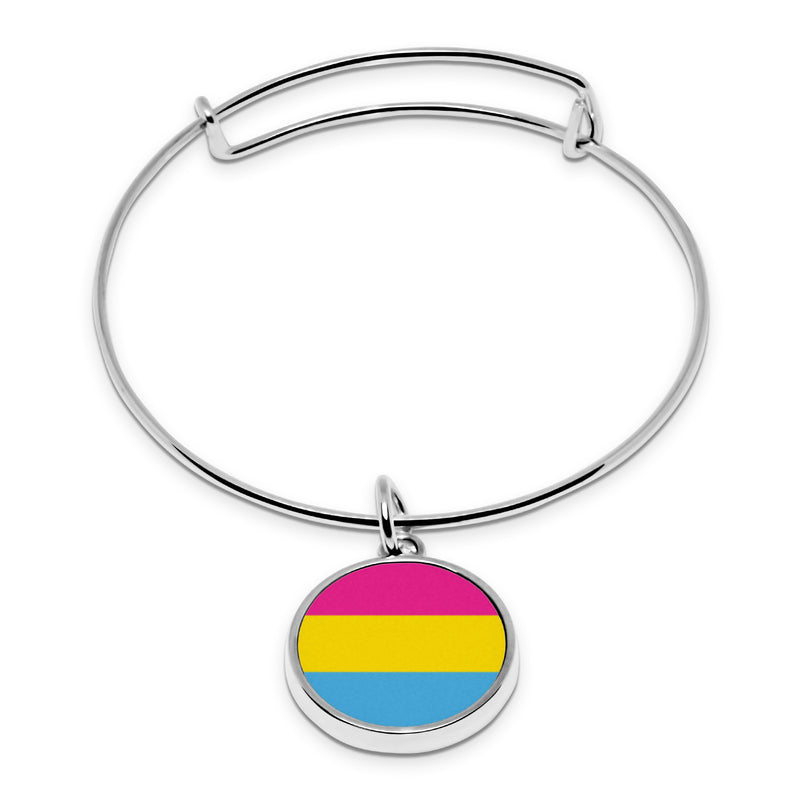 Pride Flags Fluorescent print Wrapped Hinge Cuff Bracelet with pendant Transgender Bisexual Lesbian Delicate Thin Cuff Bangle Metal Stainless bracelet