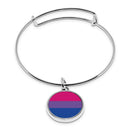 LGBT Pride Flags print Wrapped Hinge Cuff Bracelet with pendant Transgender Bisexual Lesbian Gendeerqueer Asexual Pansexual Philly Intersex QPOC Polysexual Straight Ally Bear Nonbinary Delicate Thin Cuff Bangle Metal Stainless Cuffed bracelet