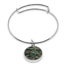 Military Camouflage Fluorescent print Wrapped Hinge Cuff Bracelet with pendant Army Gifts Camo Print Pattern Delicate Thin Cuff Bangle Metal Stainless Cuffed bracelet