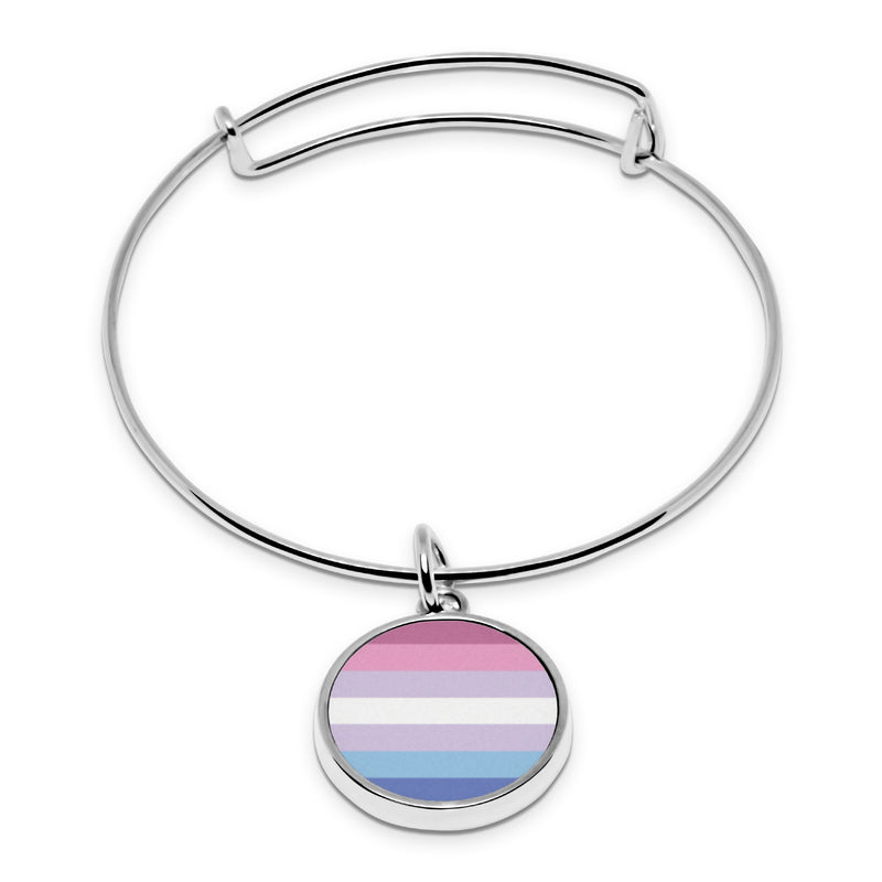 Pride LGBT Flags Fluorescent print Wrapped Hinge Cuff Bracelet with pendant Agender Aromantic Bigender Butch Leather Polyamory Pride Delicate Thin Cuff Bangle Metal Stainless Cuffed bracelet