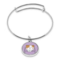 Cute Cat Pockets Fluorescent print Wrapped Hinge Cuff Bracelet with pendant Funny Cartoon Kittens cat Lovers Delicate Thin Cuff Bangle Metal Stainless Cuffed bracelet