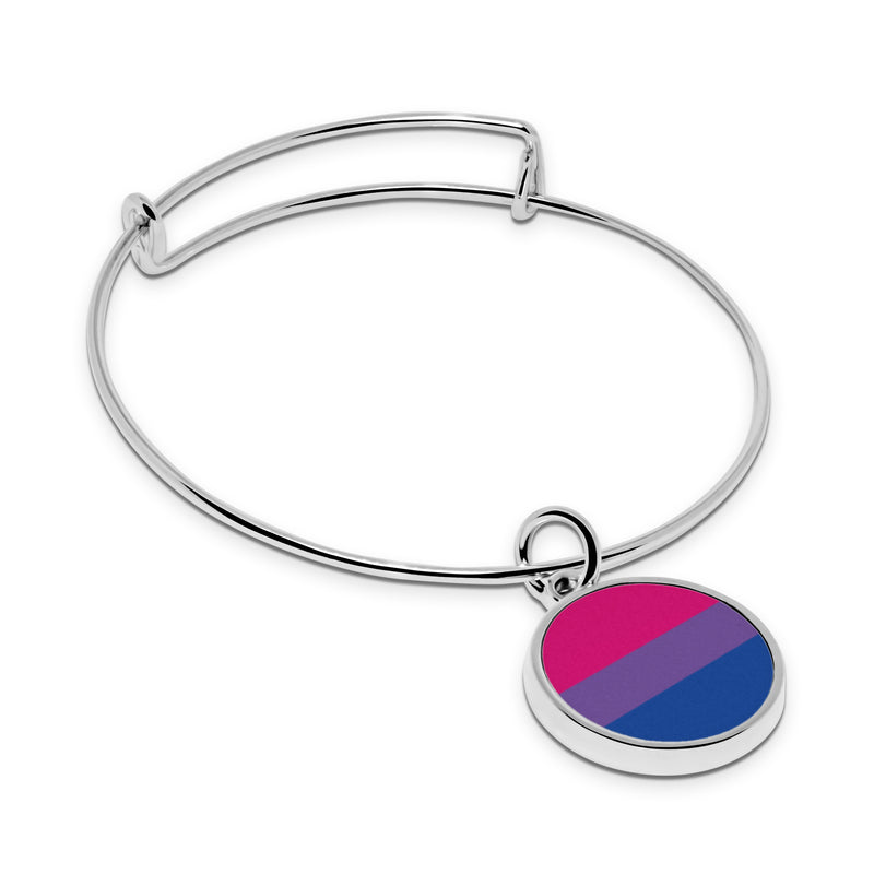 Pride Flags Fluorescent print Wrapped Hinge Cuff Bracelet with pendant Transgender Bisexual Lesbian Delicate Thin Cuff Bangle Metal Stainless bracelet