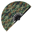 Military Camouflage Pattern Foldable large Hand fan UV glow Accessories Costume Wear UV fans Outfit Rave Festival Party fan for men and women