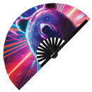 Bear Neon Bamboo hand fan