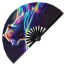 Bear Neon Bamboo hand fan