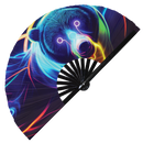 Bear Neon Bamboo hand fan
