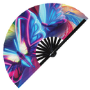 Butterfly Neon Bamboo hand fan