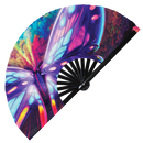 Butterfly Neon Bamboo hand fan