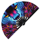 Cheetah Neon Bamboo hand fan