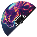 Cheetah Neon Bamboo hand fan