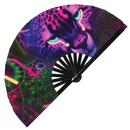 Cheetah Neon Bamboo hand fan