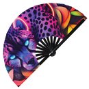 Cheetah Neon Bamboo hand fan